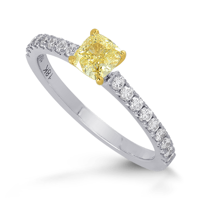 Four Prong Cushion Diamond & Pave Ring
