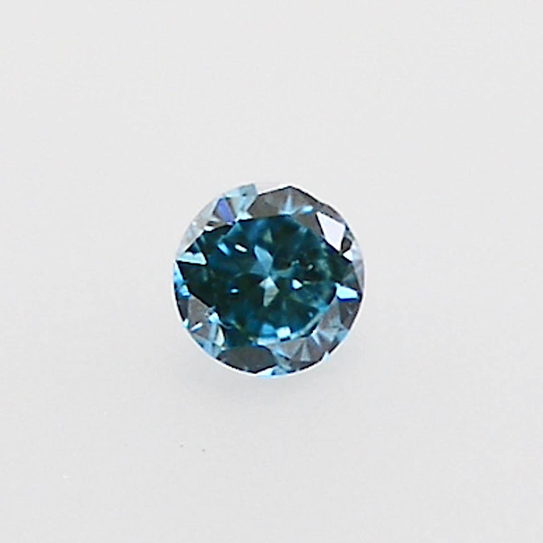 0.05 carat, Fancy Vivid Green Blue Diamond, Round Shape, (SI2) Clarity