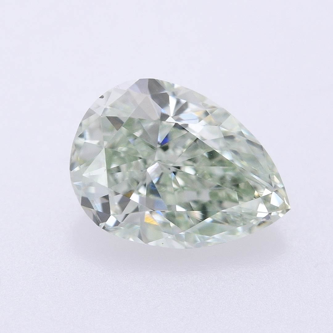 0.32 carat, Fancy Green Diamond, Pear Shape, VS2 Clarity, GIA, SKU 376819