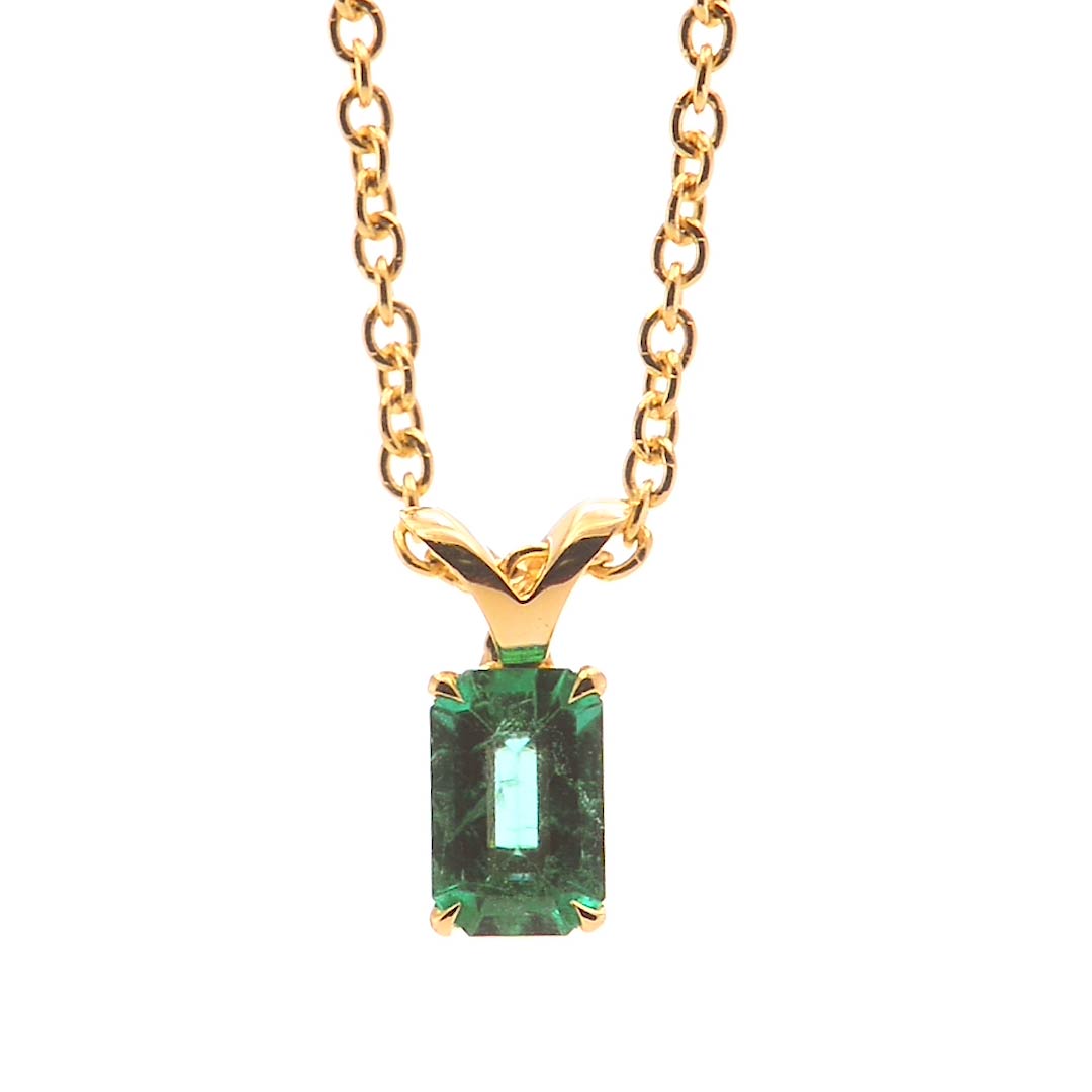 Emerald-cut Emerald Solitaire Pendant, SKU 294945 (0.44Ct)