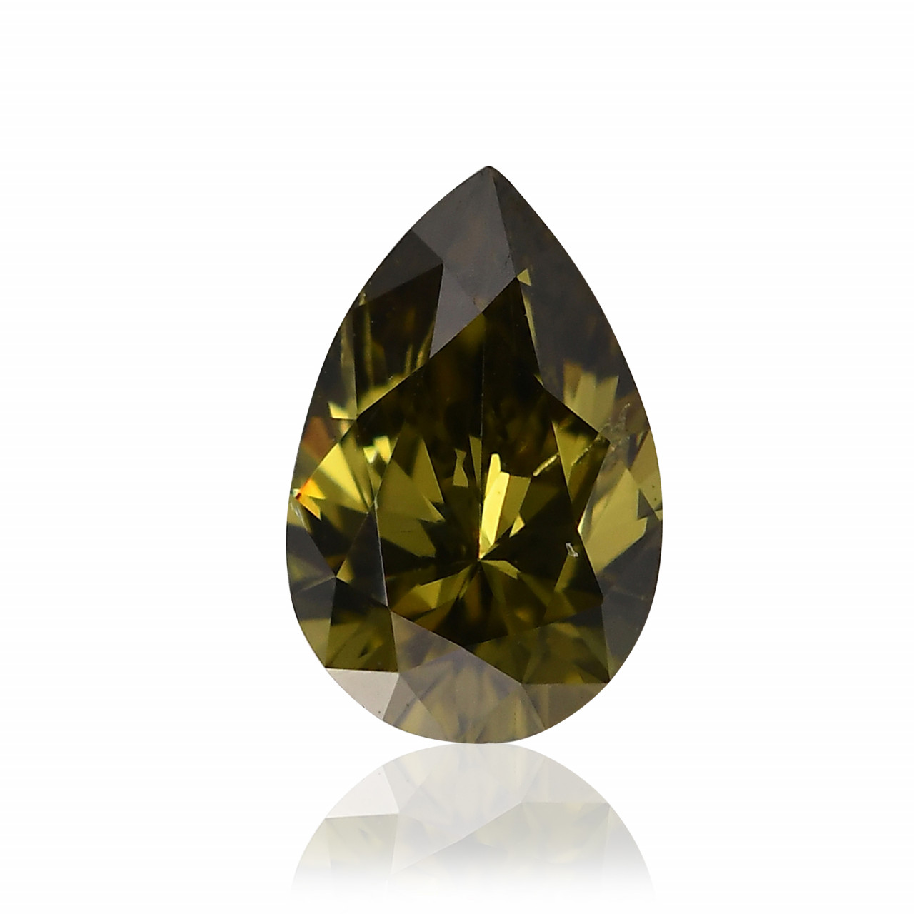 0.25 carat, Fancy Dark Gray Greenish Yellow Diamond, Pear Shape 