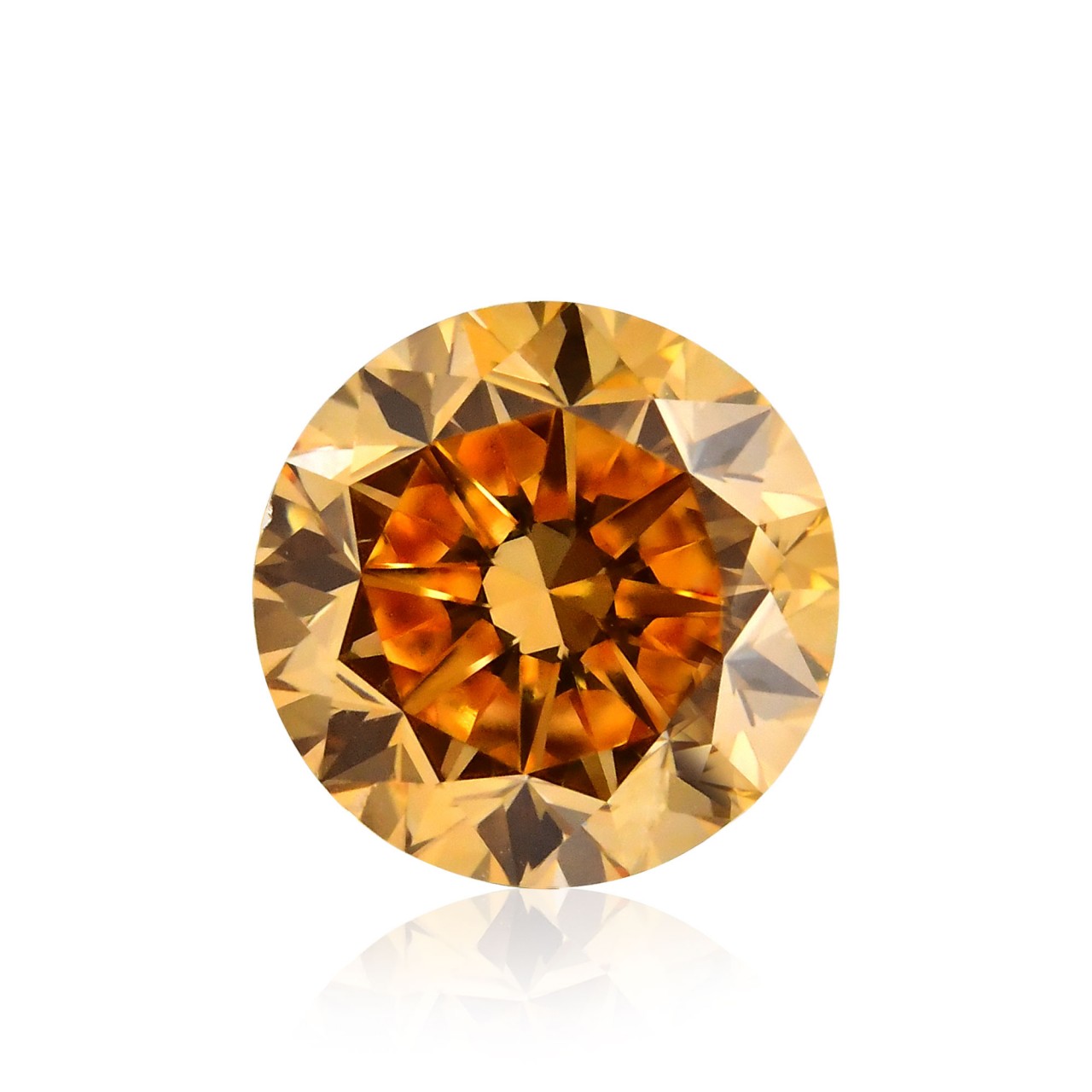 0.58 carat, Fancy Intense Yellowish Orange Diamond, Round Shape 