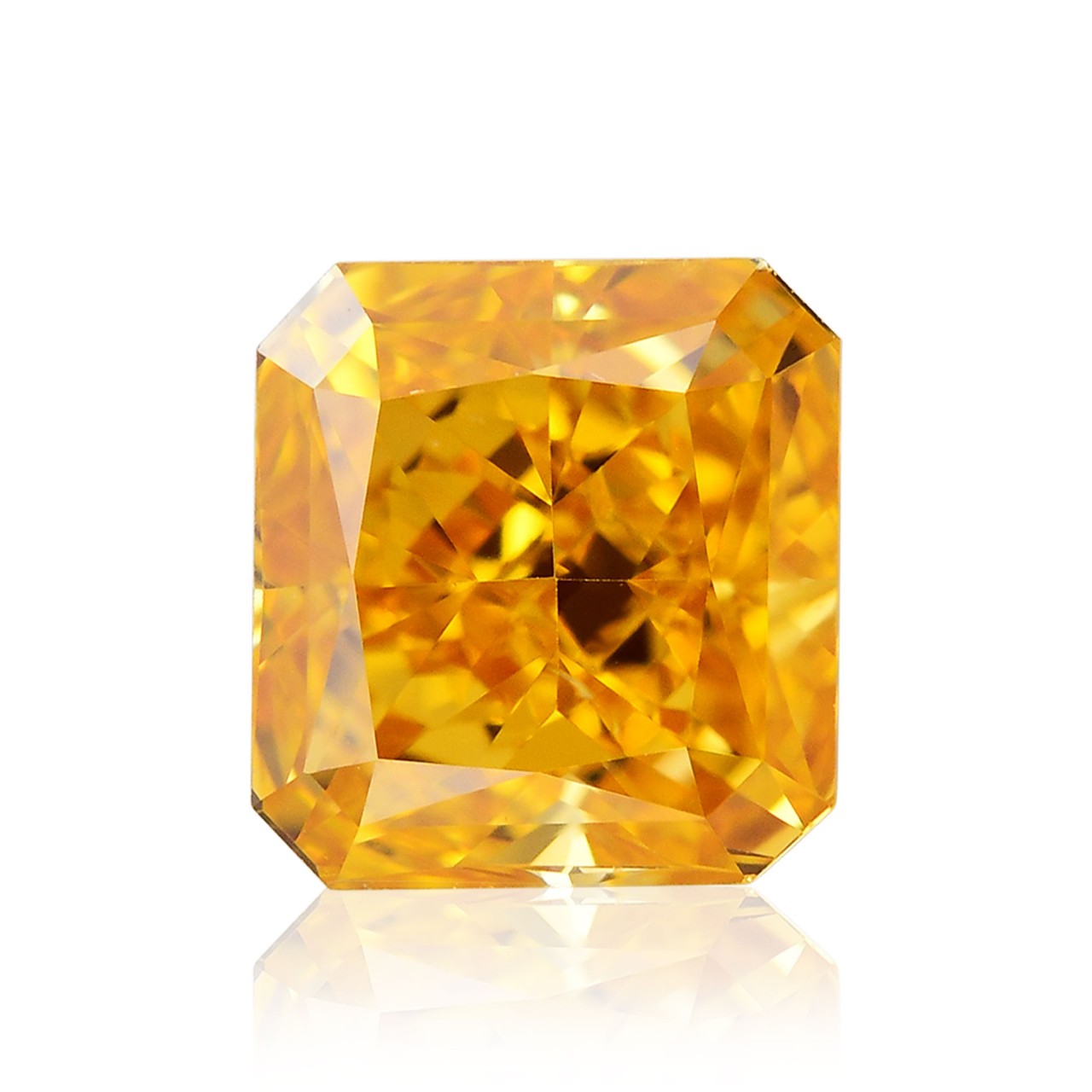 0.51 carat, Fancy Vivid Orange Yellow Diamond, Radiant Shape 