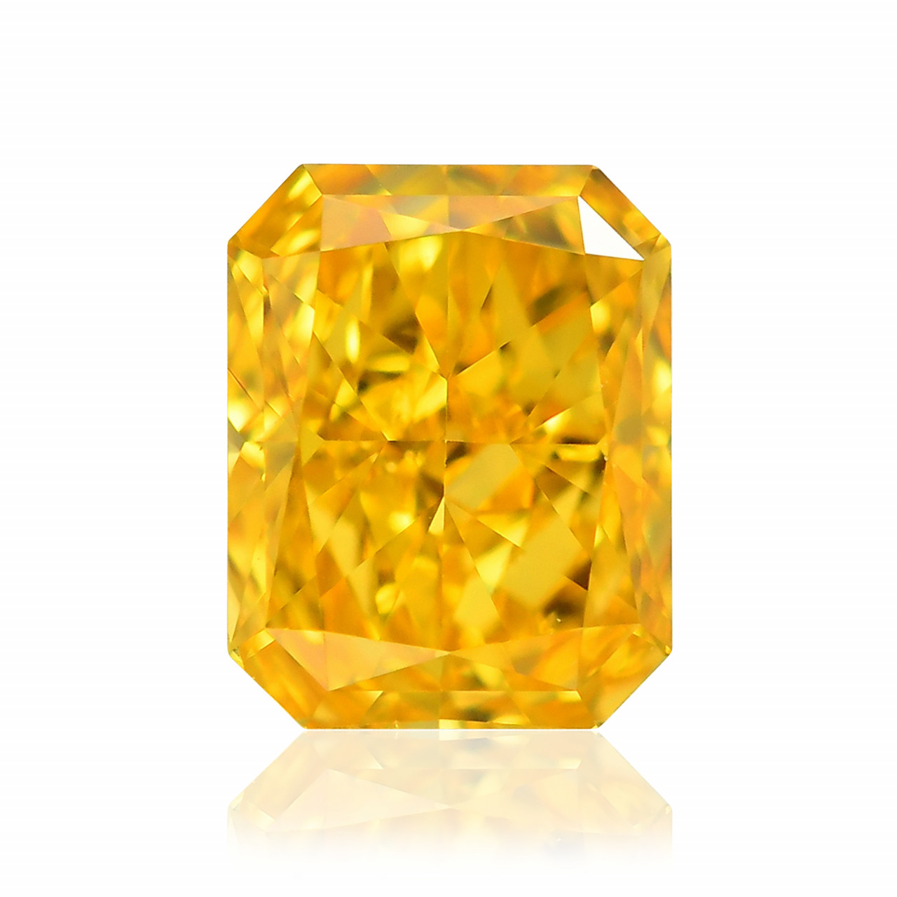0.39 carat, Fancy Vivid Orangy Yellow Diamond, Radiant Shape, VS1