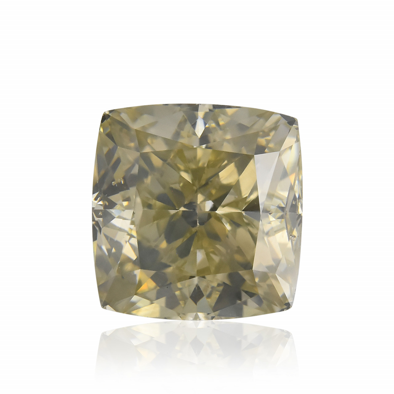 3.20 carat, Fancy Gray Greenish Yellow Diamond, Cushion Shape 