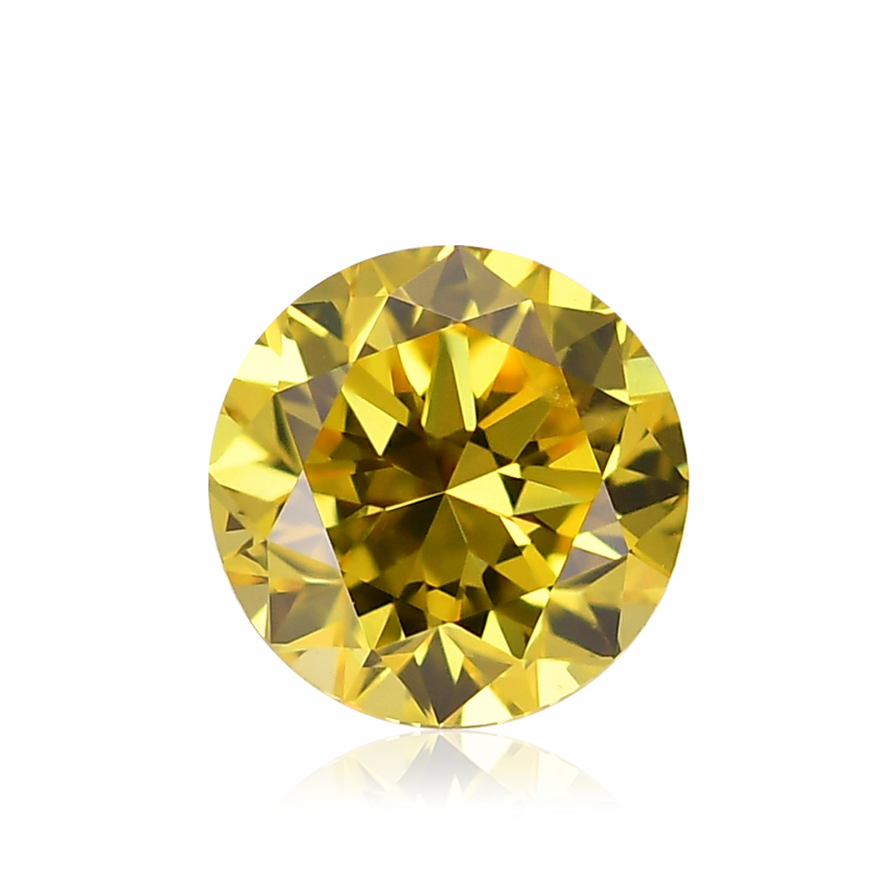 0.37 carat, Fancy Vivid Yellow Diamond, Round Shape, VS1 Clarity