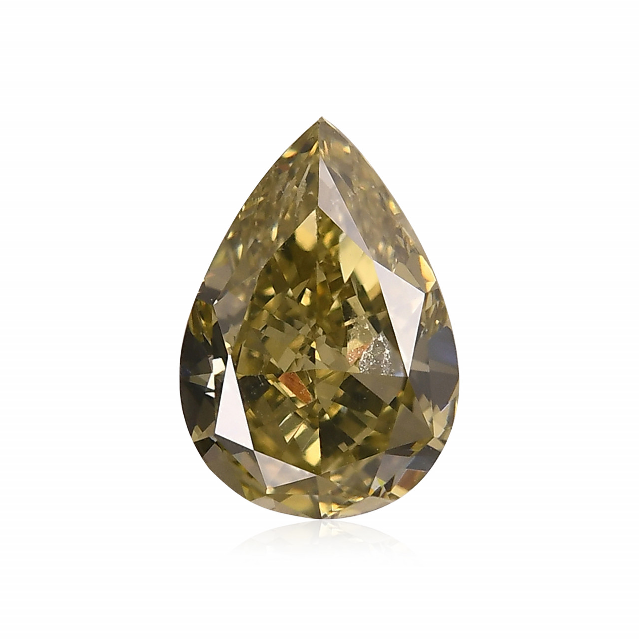 2.00 carat, Fancy Deep Greenish Yellow Diamond, Pear Shape, VS2 Clarity ...