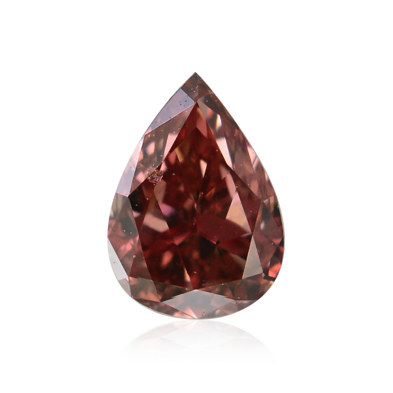 0.17 carat, Fancy Red Diamond, Pear Shape, SI2 Clarity, GIA, SKU 68135
