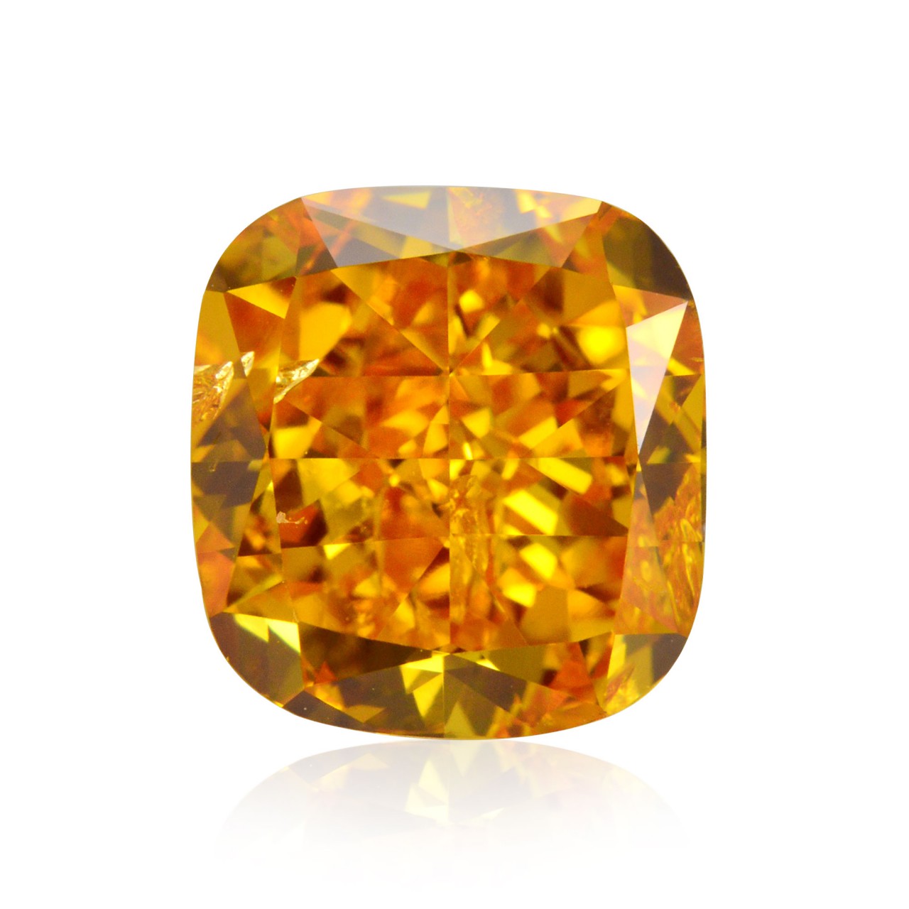 1.25 carat, Fancy Vivid Orange Diamond, Cushion Shape, SI2 