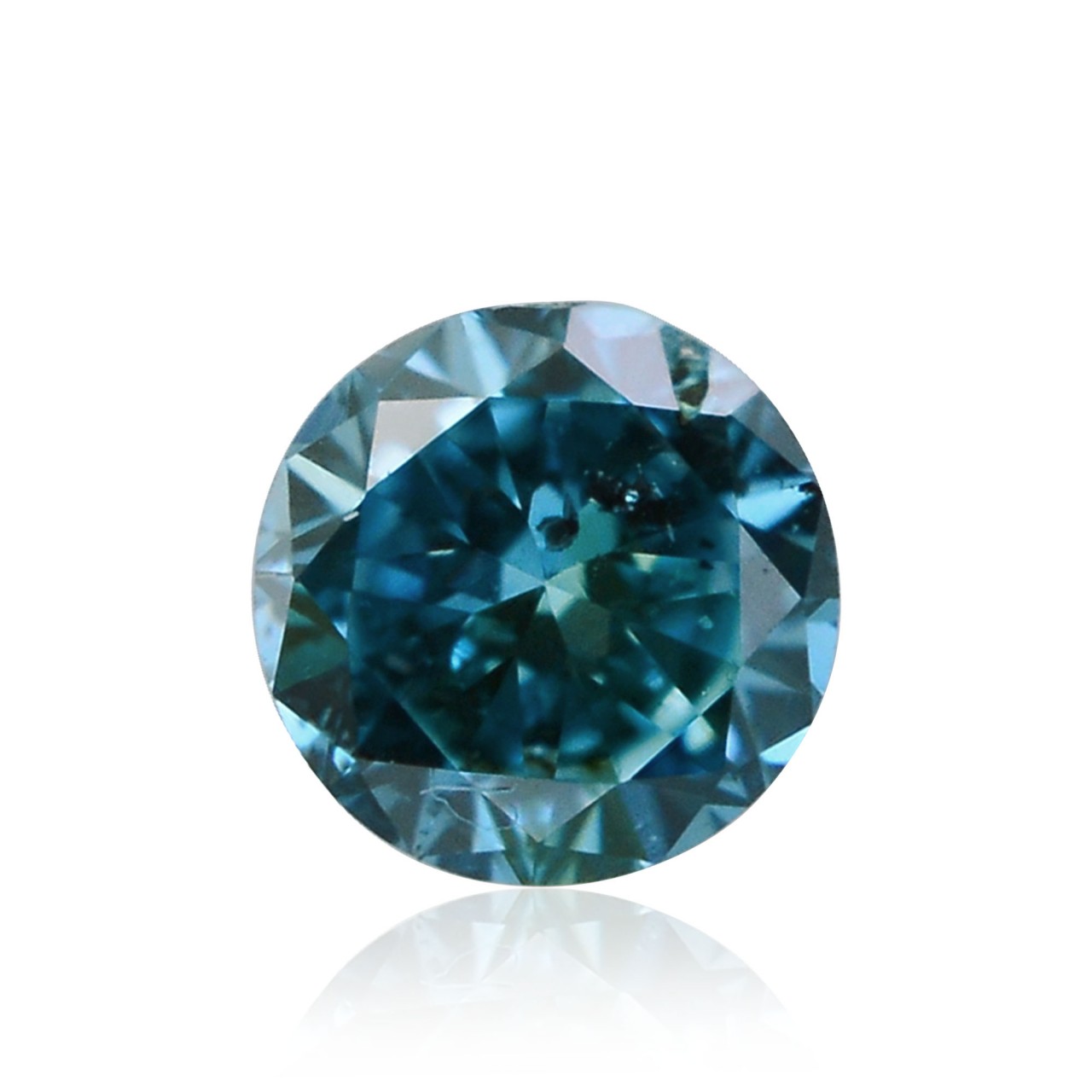 0.05 carat, Fancy Vivid Green Blue Diamond, Round Shape, (SI2