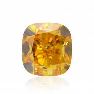 1.02 carat, Fancy Vivid Yellow Orange Diamond, Cushion Shape, (I1) Clarity,  GIA, SKU 355921