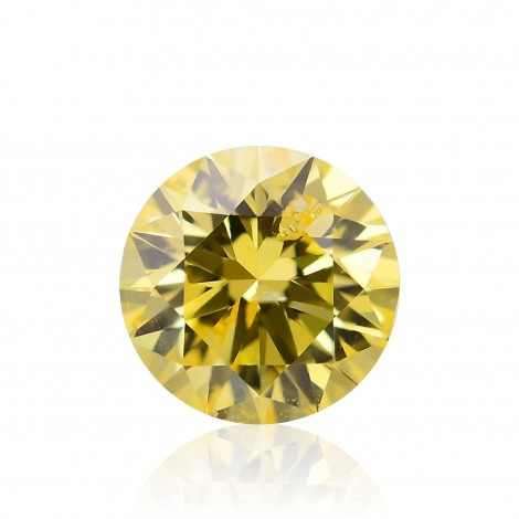 0.35 carat, Fancy Intense Yellow Diamond, Round Shape, I1 Clarity, GIA, SKU  388888