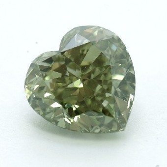 1.02 carat, Fancy Dark Gray Yellowish Green Diamond, Heart