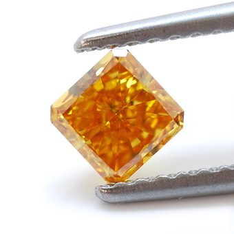 0.42 carat, Fancy vivid Yellow Orange. Diamond, Radiant Shape ...