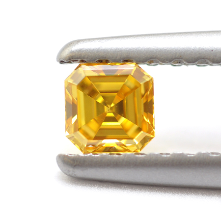 0.15 carat, Fancy Vivid Orange Yellow Diamond, Emerald Shape ...