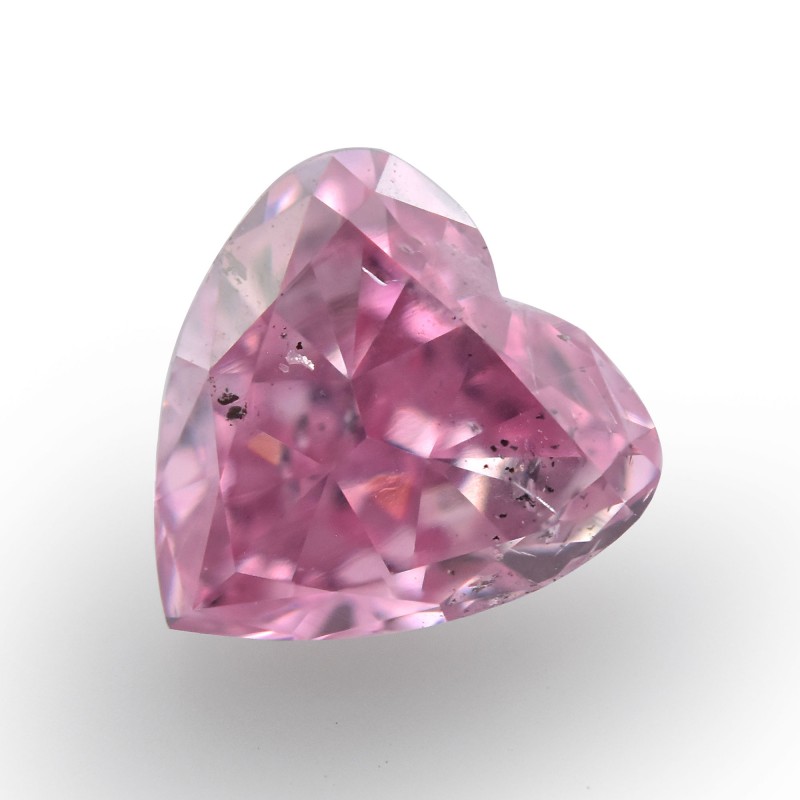 0.41 Carat, Fancy Vivid Purple Pink Diamond, Heart Shape, I1 Clarity 