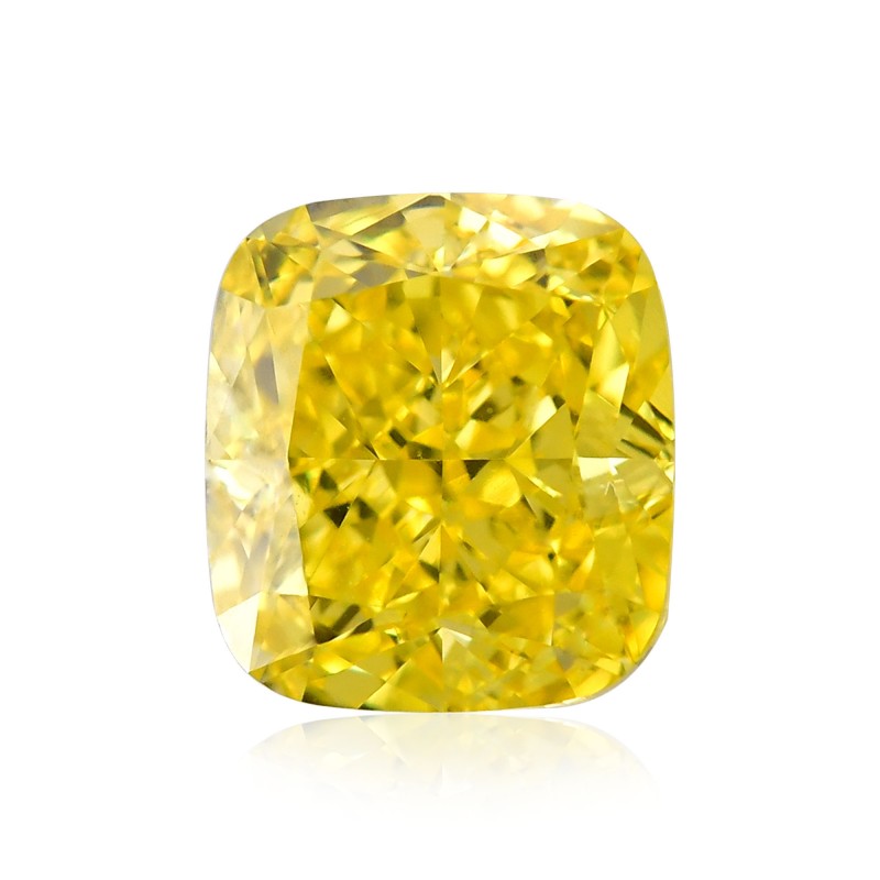 1.37 carat, Fancy Vivid Yellow Diamond, Cushion Shape, IF Clarity, SKU