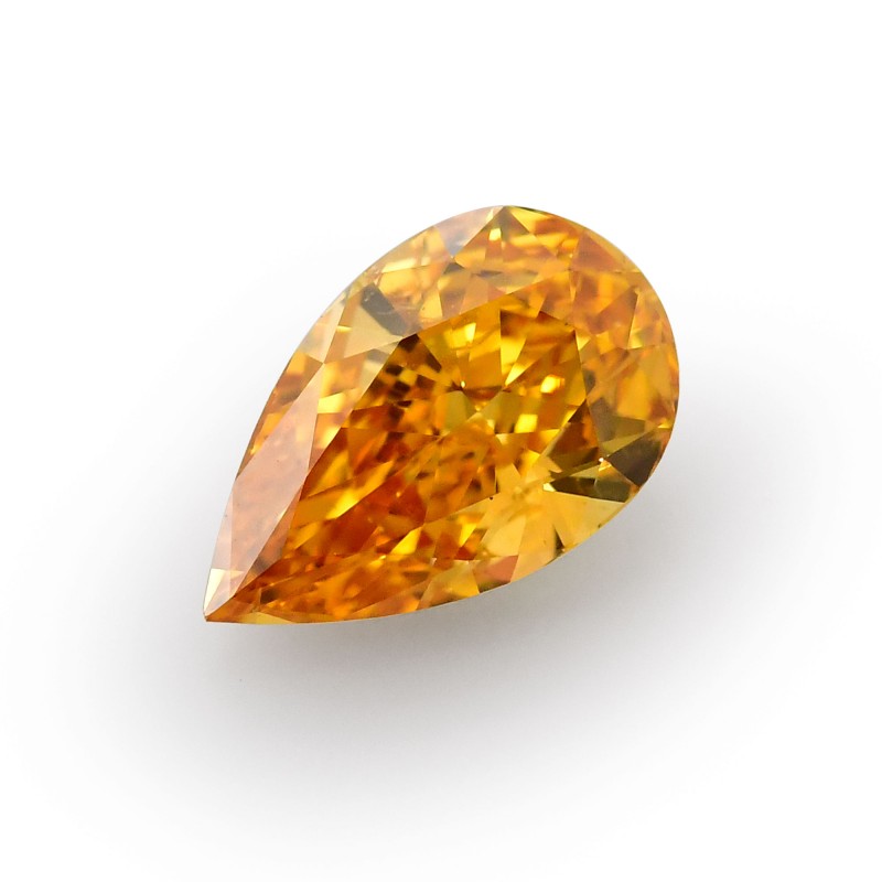 1.01 carat, Fancy Vivid Yellow Orange Diamond, Pear Shape, SI2 Clarity ...