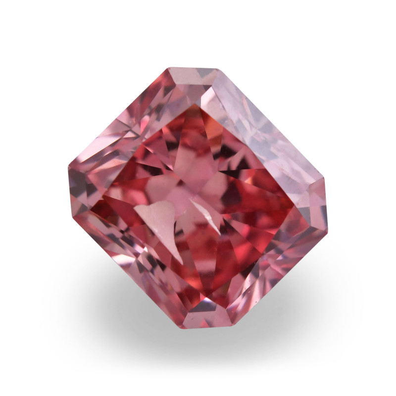 0.64 carat, Fancy Deep Orangy Pink Diamond, 2PR, Radiant Shape, I1