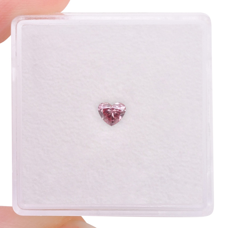 017 Carat Fancy Intense Pink Diamond 4p Heart Shape Si2 Clarity