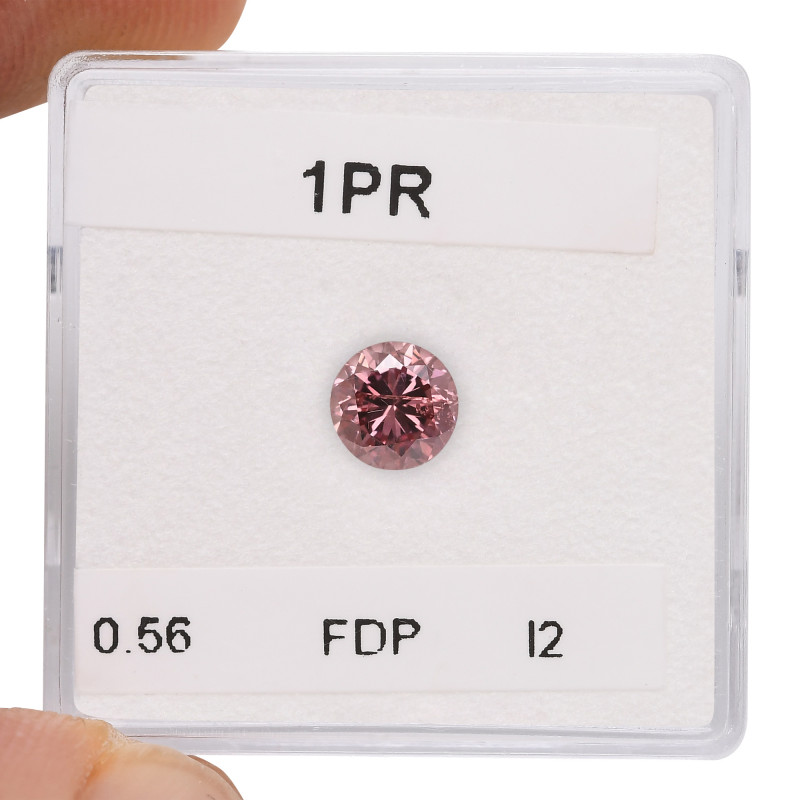 0.56 carat, Fancy Deep Pink Diamond, 1PR, Round Shape, I2 Clarity, GIA ...