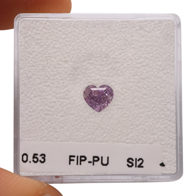 053 Carat Fancy Intense Pinkish Purple Diamond Heart Shape Si2