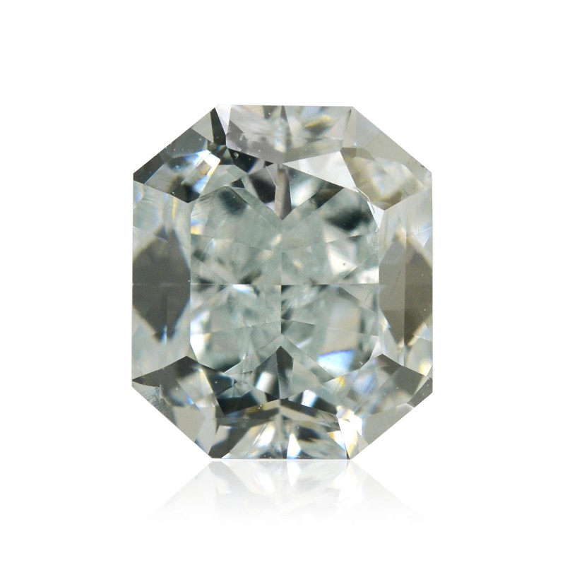 0.54 carat, Fancy Light Bluish Green Diamond, Radiant Shape, SI1