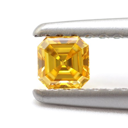 0.15 carat, Fancy Vivid Orange Yellow Diamond, Emerald Shape