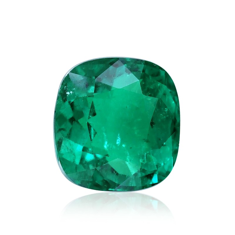 9.26 carat, Green, COLOMBIAN Emerald, Cushion Shape, Minor, GUBELIN