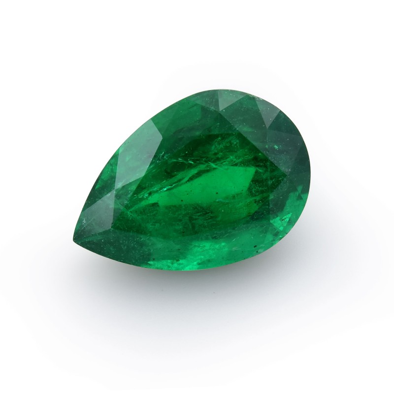 4.44 carat, Green, ZAMBIAN Emerald, Pear Shape, Minor, GWLAB, SKU 365666