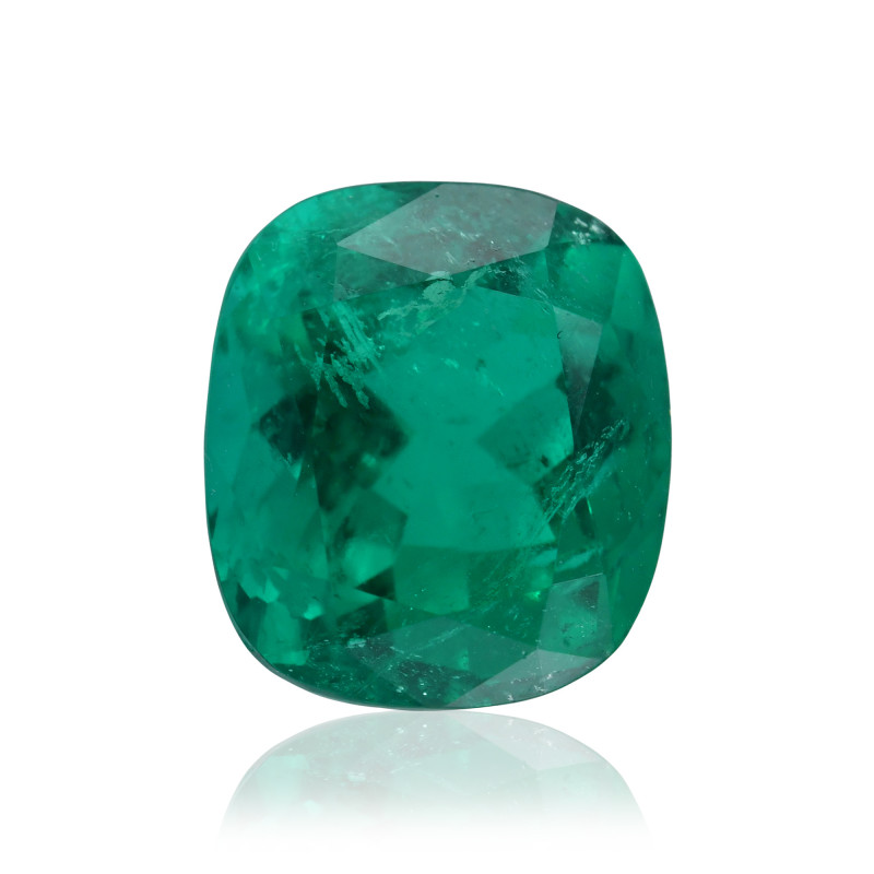 4.31 carat, Green, COLOMBIAN Emerald, Cushion Shape, Minor, CD, SKU 403846