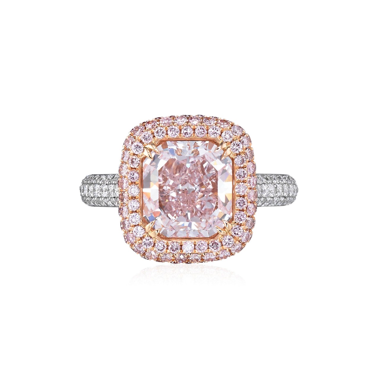 Fancy Purplish Pink Diamond, Radiant Halo Ring, SKU 136631 (4.09Ct TW)