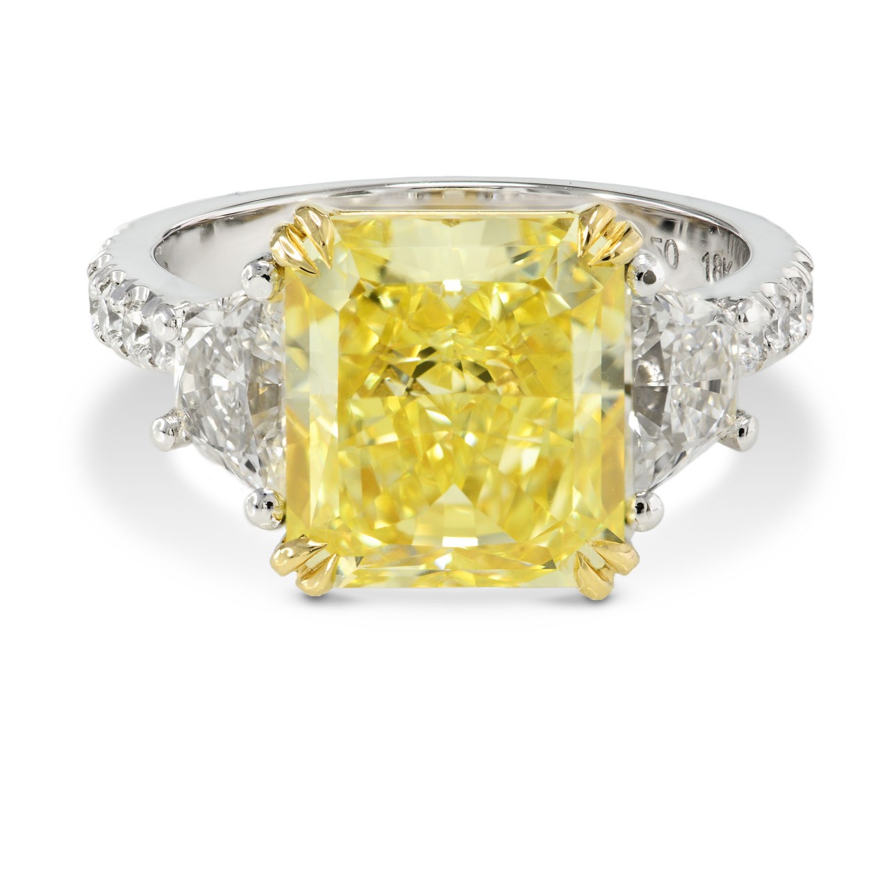 Fancy Vivid Yellow Radiant Diamond Ring with Trapezoids, SKU 151247 (5 ...