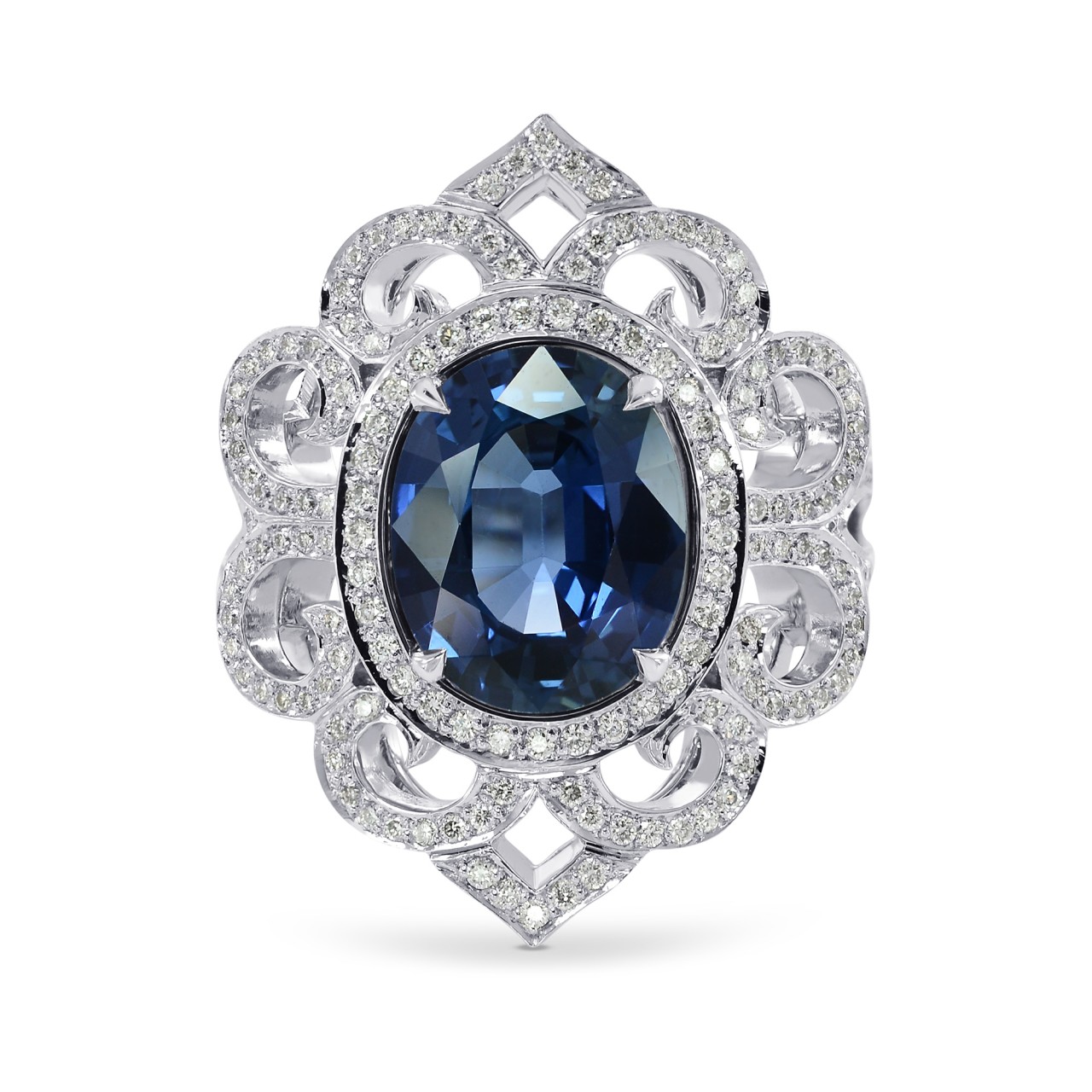 3.42Ct Oval Sapphire and Diamond Dress Ring, SKU 160151 (3.93Ct TW)