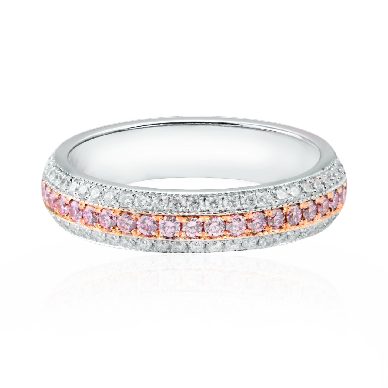 Fancy Pink and Collection Color Diamond Pave Millgrain Wedding Band ...