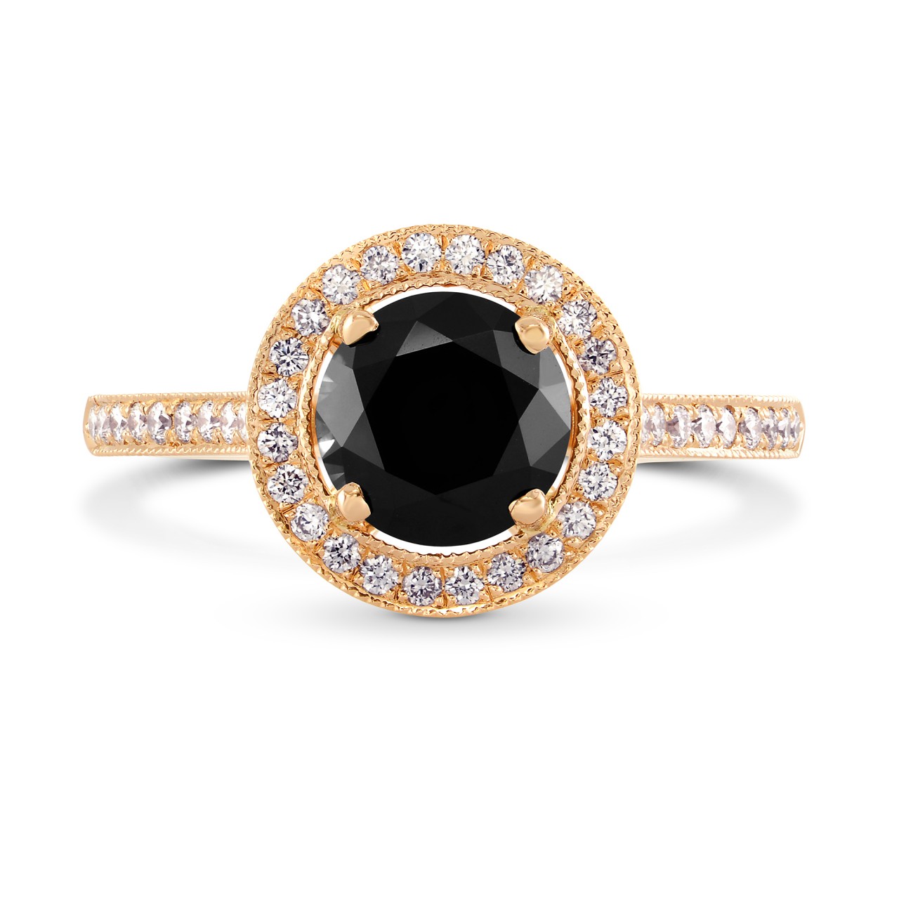 Rose Gold Natural Black Diamond Engagement Ring Sku 229736 179ct Tw