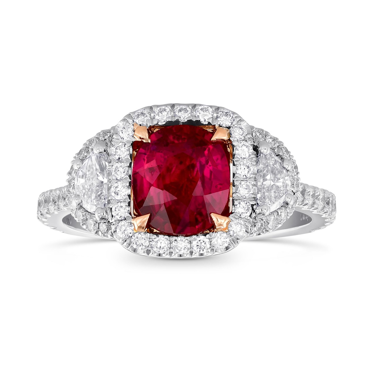 Red Mozambique Oval Ruby & Half-Moon Diamond Ring, SKU 245349 (2.26Ct TW)