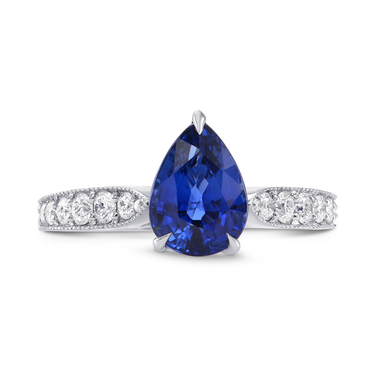 Sapphire Pear & Yellow Diamond Crown Ring, SKU 264689 (2.63Ct TW)