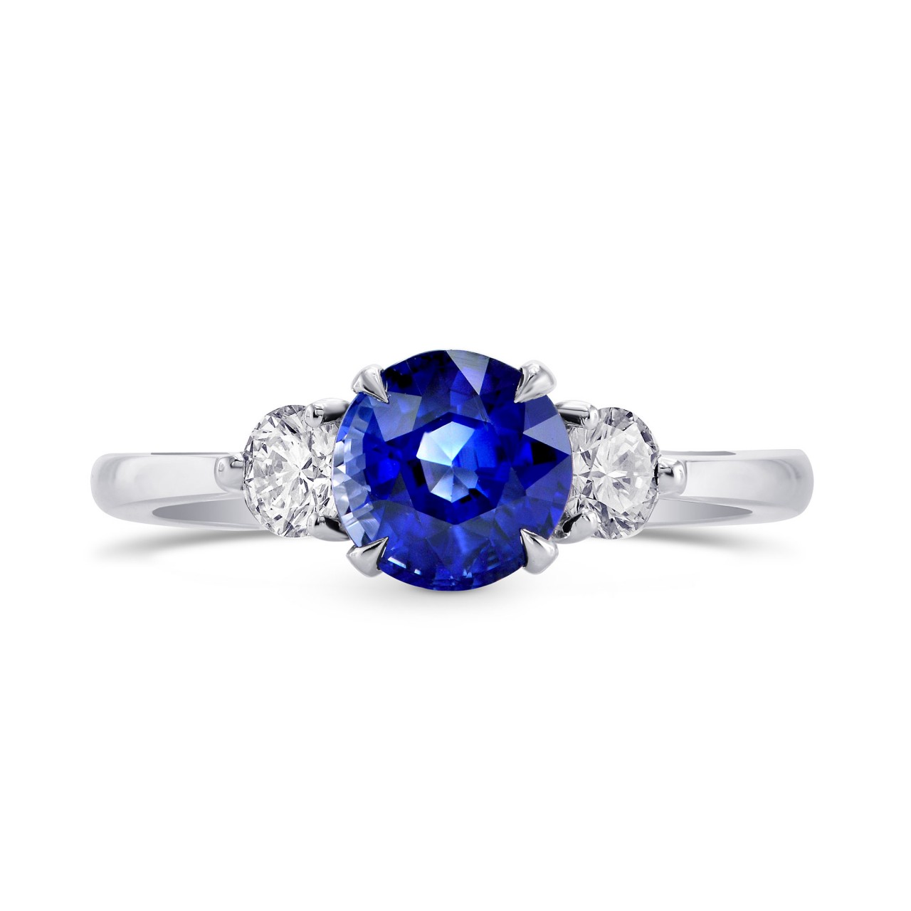 Sapphire & Diamond 3 Stone Engagement Ring with Yellow Diamond Accent ...