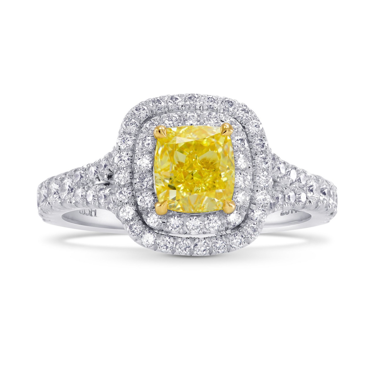 double halo yellow diamond ring