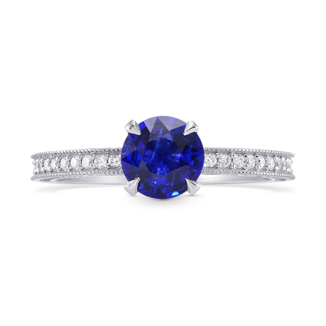 Round Sapphire & Diamond Ring with Milgrain, SKU 282360 (1.26Ct TW)