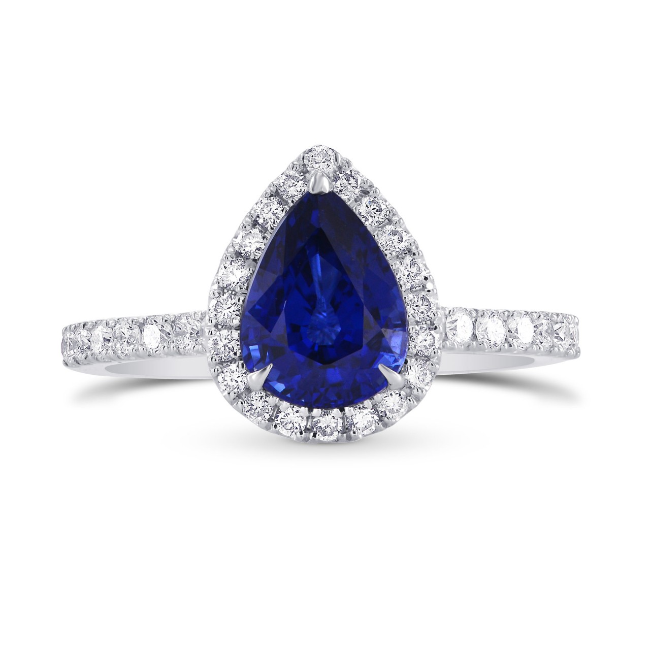 Pear Sapphire & Diamond Halo Ring, SKU 297512 (2.34Ct TW)