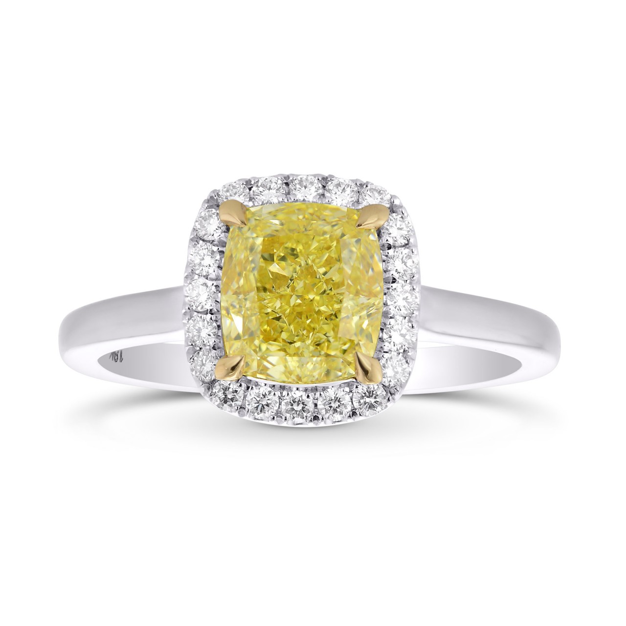 Fancy Yellow Cushion Diamond Halo Ring (1.64Ct TW) SKU:   355414