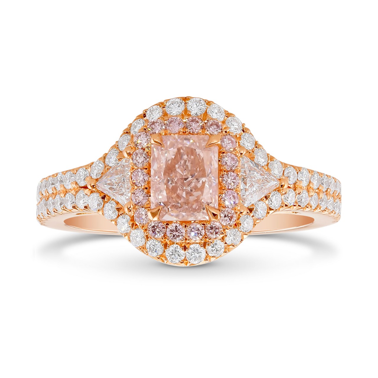 Faint Light Orangy Pink Radiant & Triangle Diamond Ring, SKU 359258 (1 ...