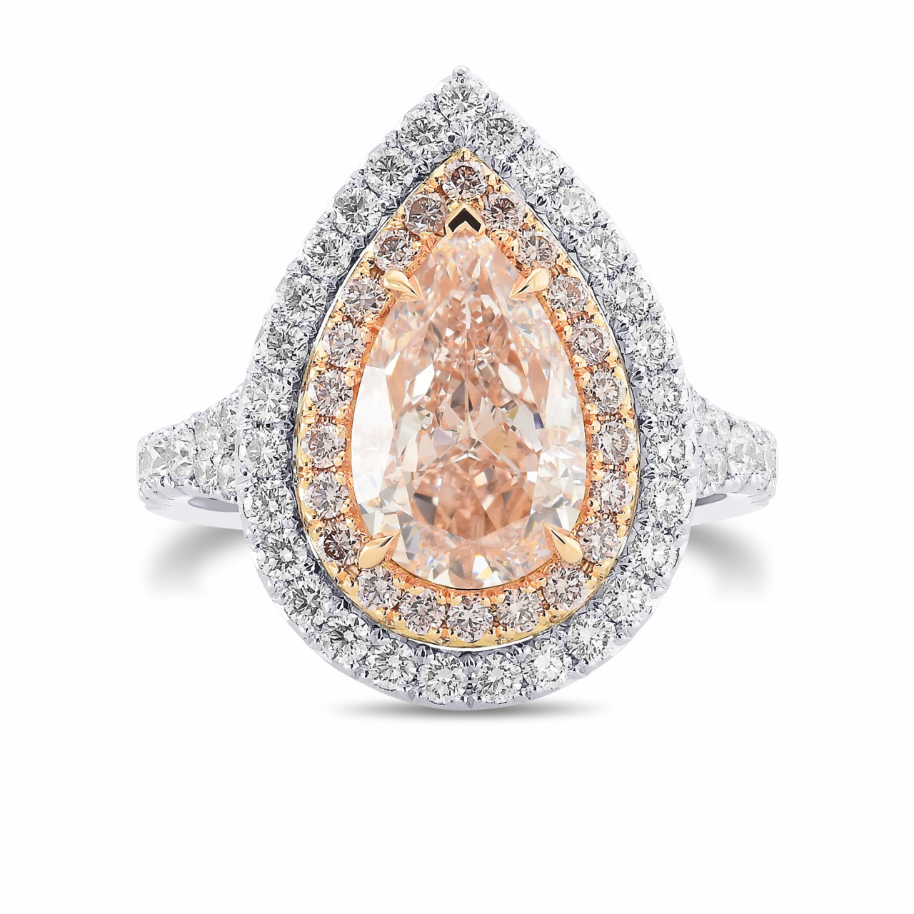 Fancy Brownish Pink Pear Shape Halo Ring, SKU 538438 (4.34Ct TW)