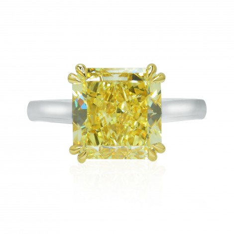 7.51cts Radiant Fancy Yellow Solitaire Ring., SKU 125546 (7.51Ct)