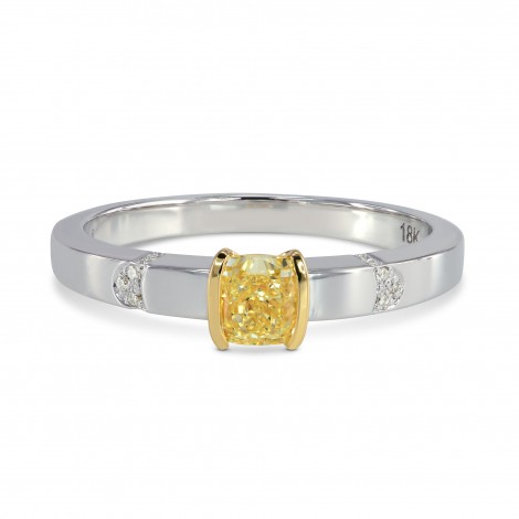 Fancy Yellow Cushion Diamond Ring, SKU 160977 (0.39Ct TW)