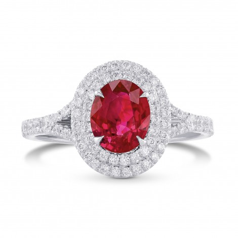 Oval Ruby and Diamond Double Halo Ring, SKU 197140 (1.49Ct TW)