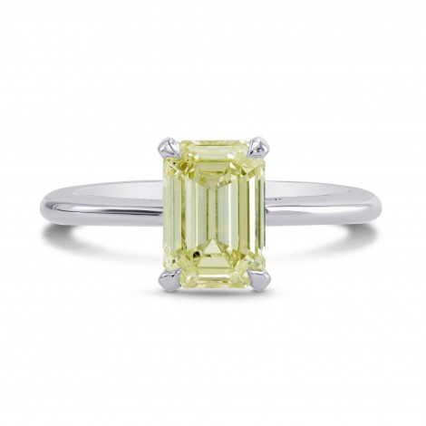 Light Greenish Yellow Emerald Diamond Solitaire Ring, SKU 218783 (1.51Ct TW)