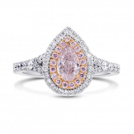 Very Light Pink Pear Diamond Double Halo Ring, SKU 220028 (1.04Ct TW)